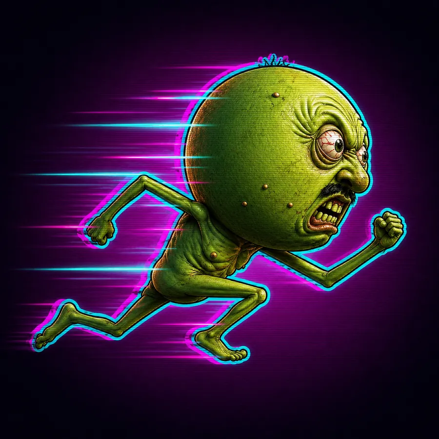 The creature sprinting in profile with motion streaks trailing behind.